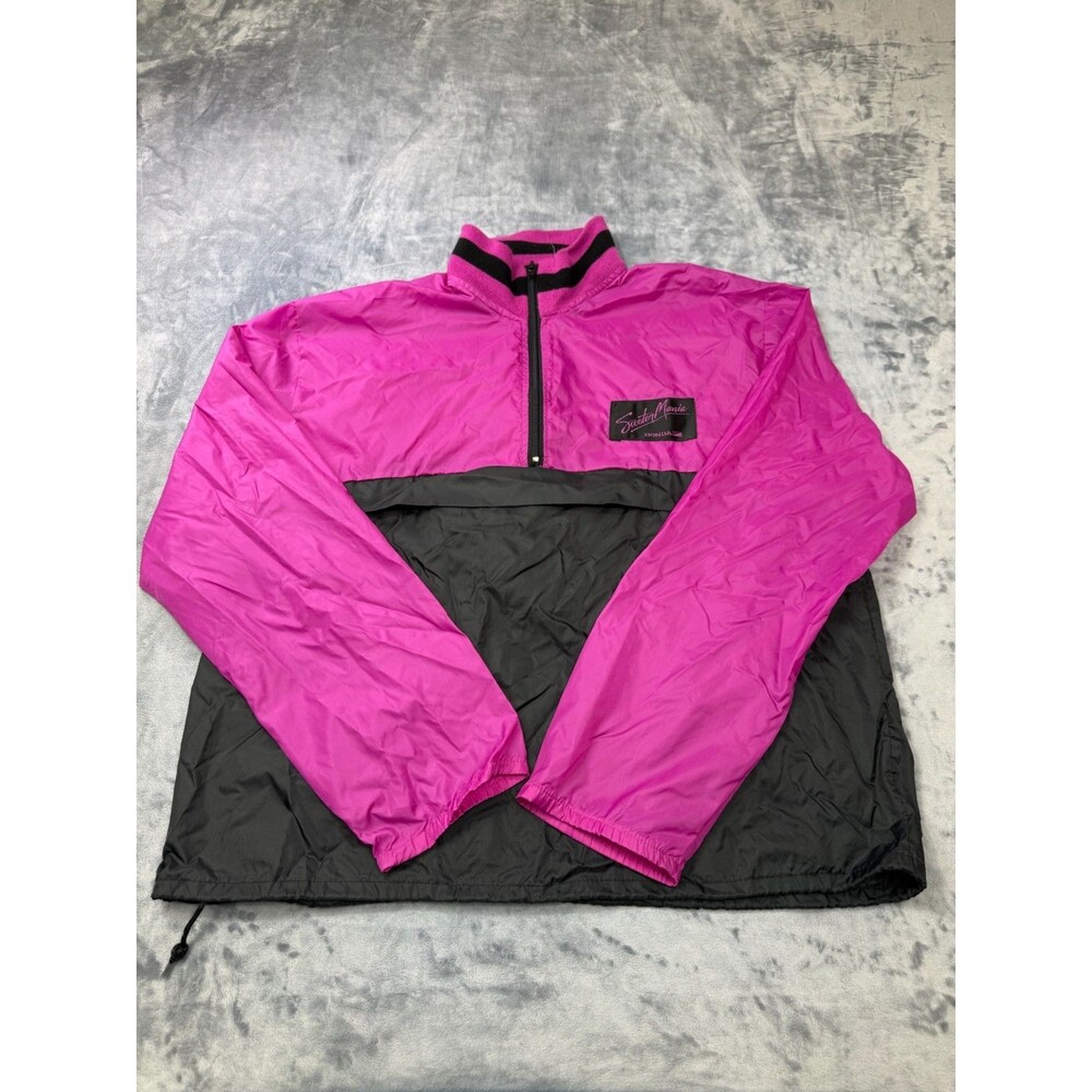 Vintage Hondaline Scooter Mania Honda Windbreaker Pink Black L Quarter Zip